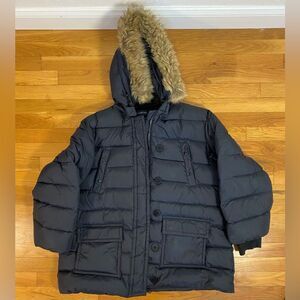 Lands' End Puffer Faux Fur Black Puffer Jacket - 1X